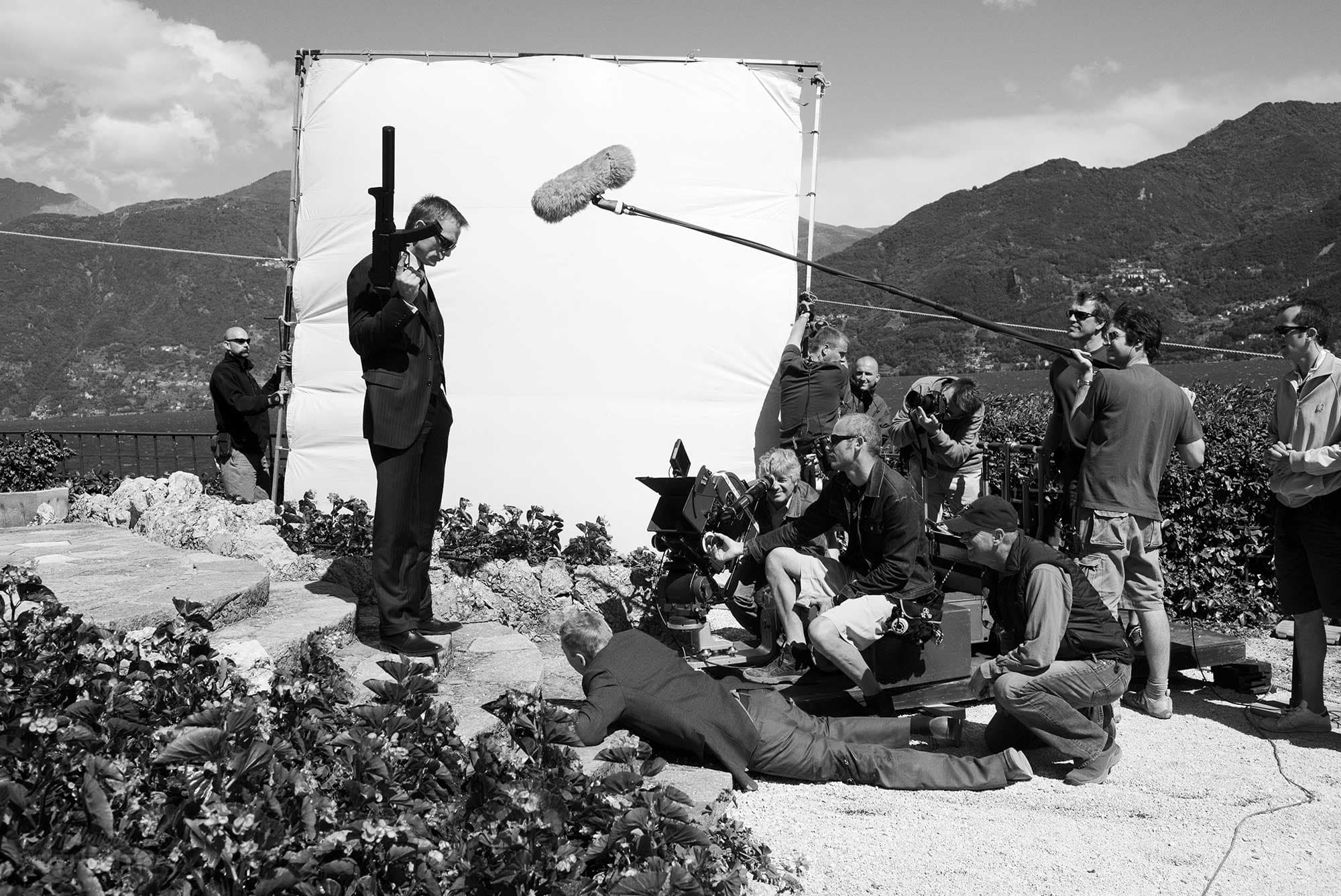 Daniel Craig filming the final scene of Casino Royale at Villa Gaeta, Lake Como. Photograph by Greg Williams.