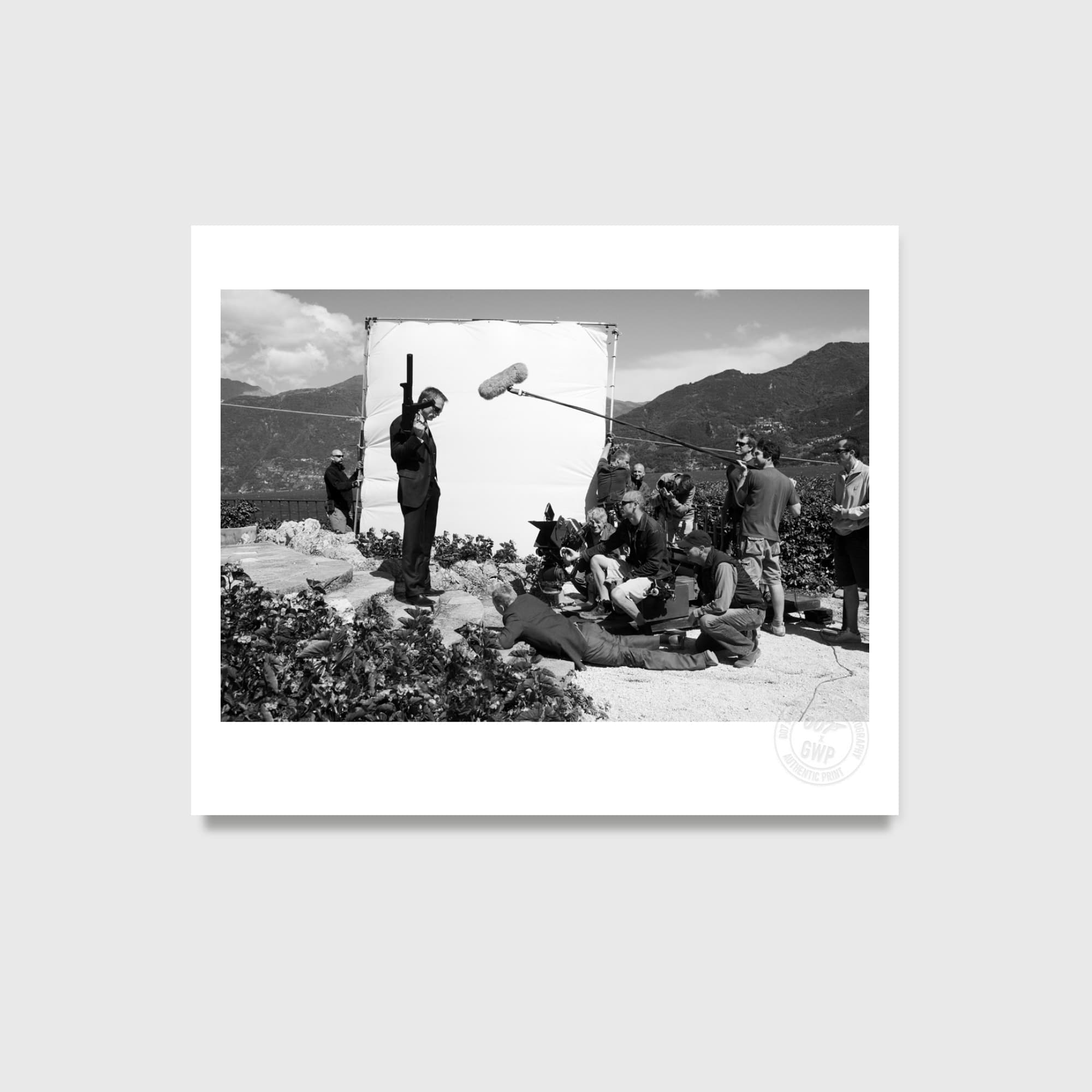 Daniel Craig as James Bond about to deliver his famous “Bond, James Bond” line in the final scene of Casino Royale, Villa Gaeta, Lake Como, Italy. Casino Royale, 2006. Photograph by Greg Williams.